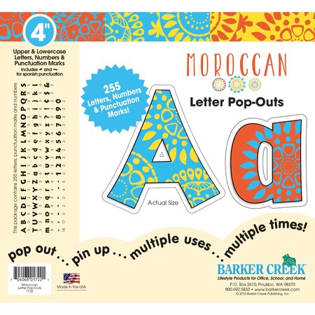Barker Creek Moroccan 4" Letter Pop-Outs, 255 Characters/Set 1722